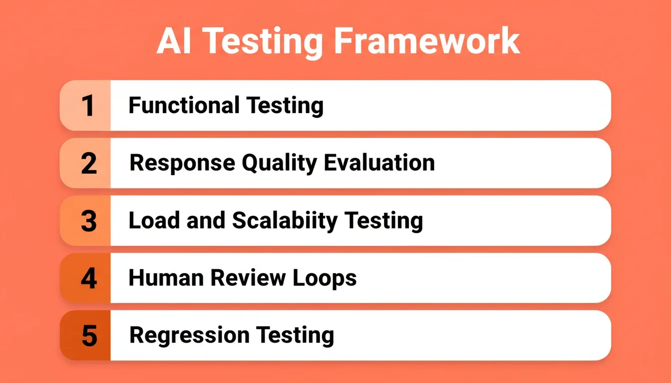 AI Testing Framework: Functional Testing, Response Quality Evaluation, Load Testing, Human Review Loops, Regression Testing