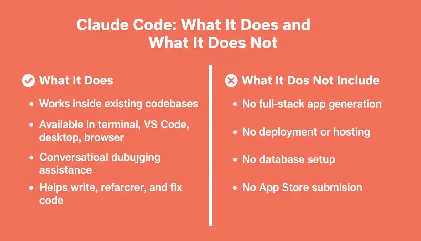 Claude Code: What It Does and What It Does Not Include