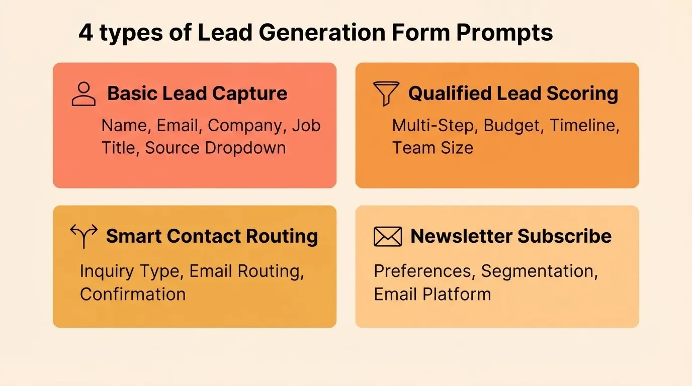 Four Lead Generation Form Prompt Types