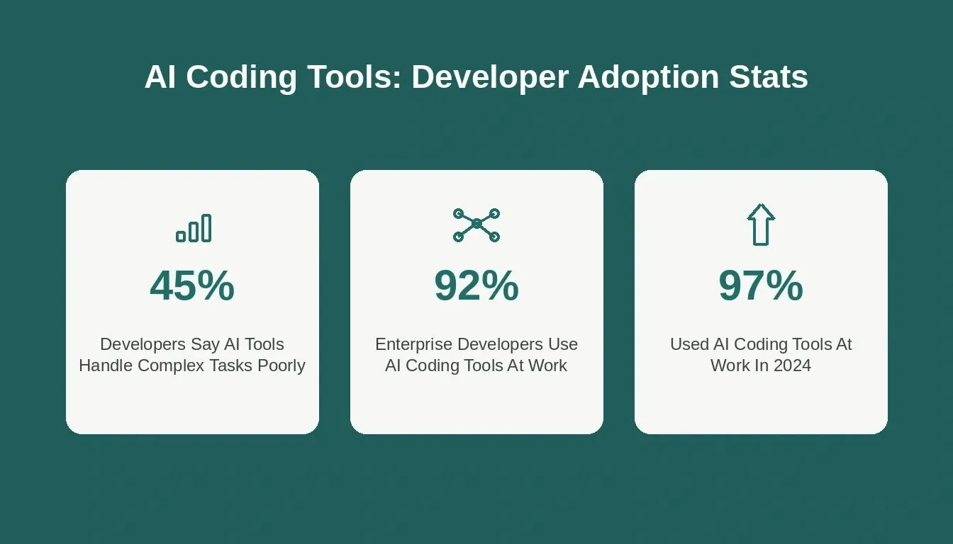 Data-driven infographic showing three key developer statistics