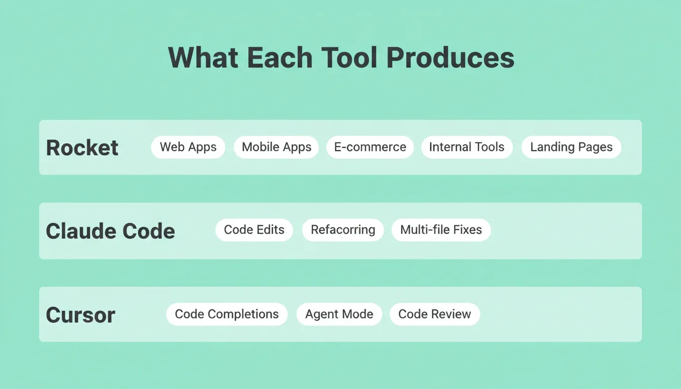 What each tool produces
