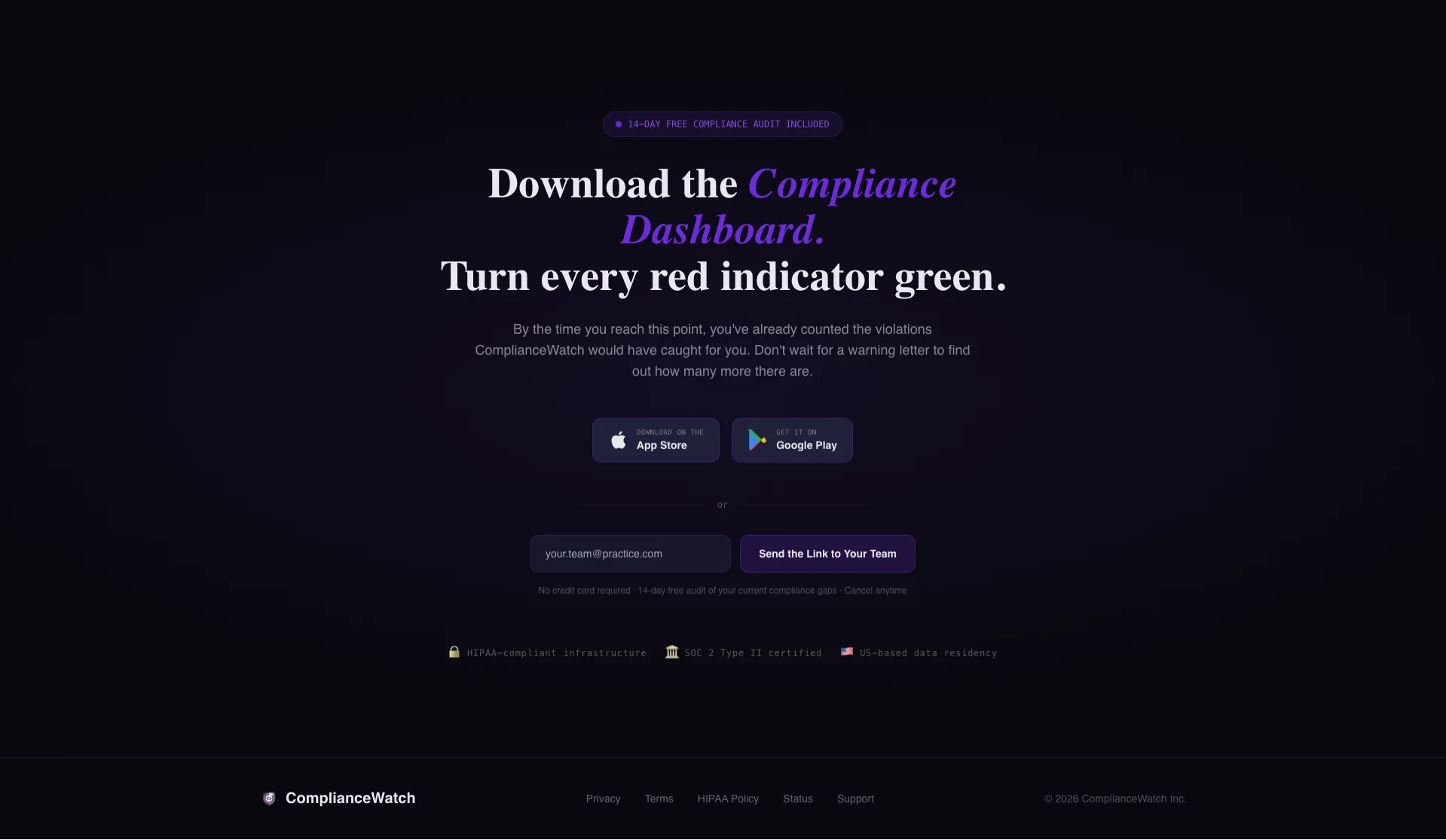 Optometry Compliance Management Landing Page Template
