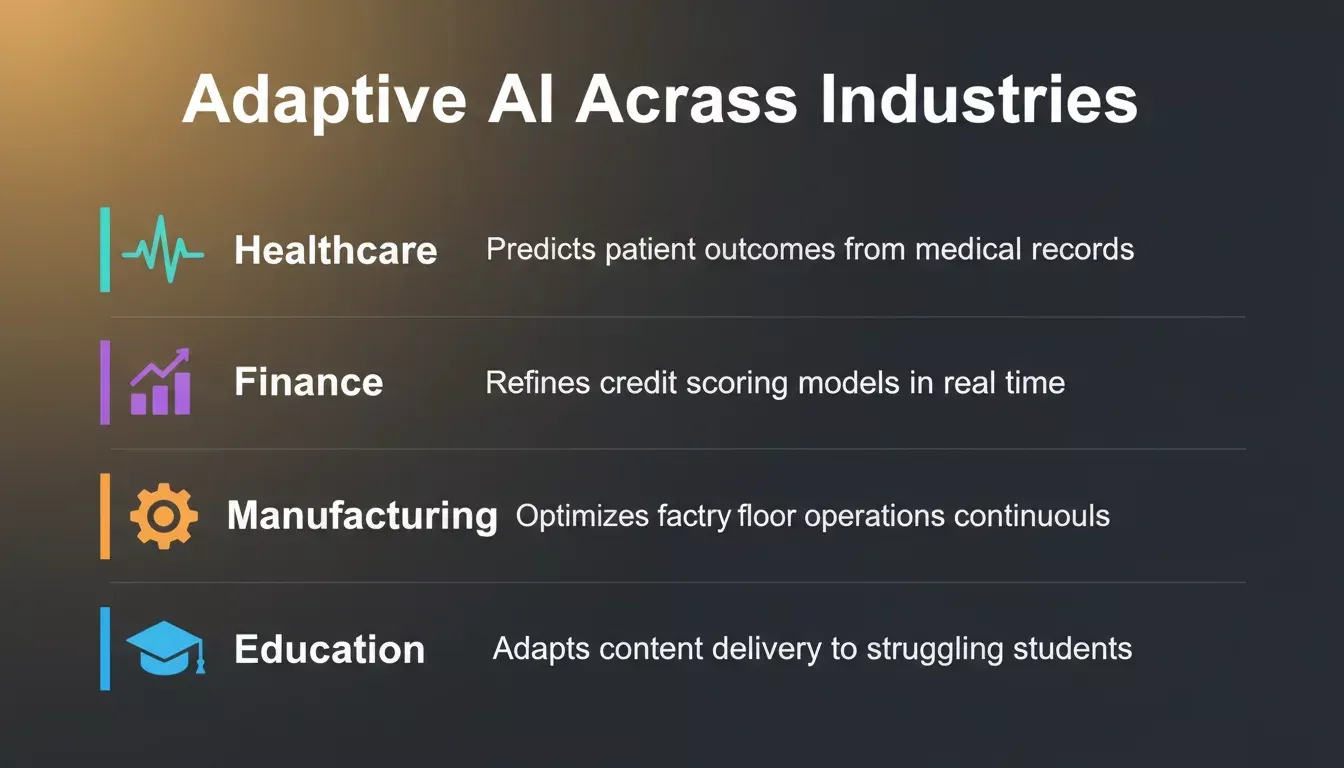 Adaptive AI use cases across healthcare, finance, manufacturing, and education