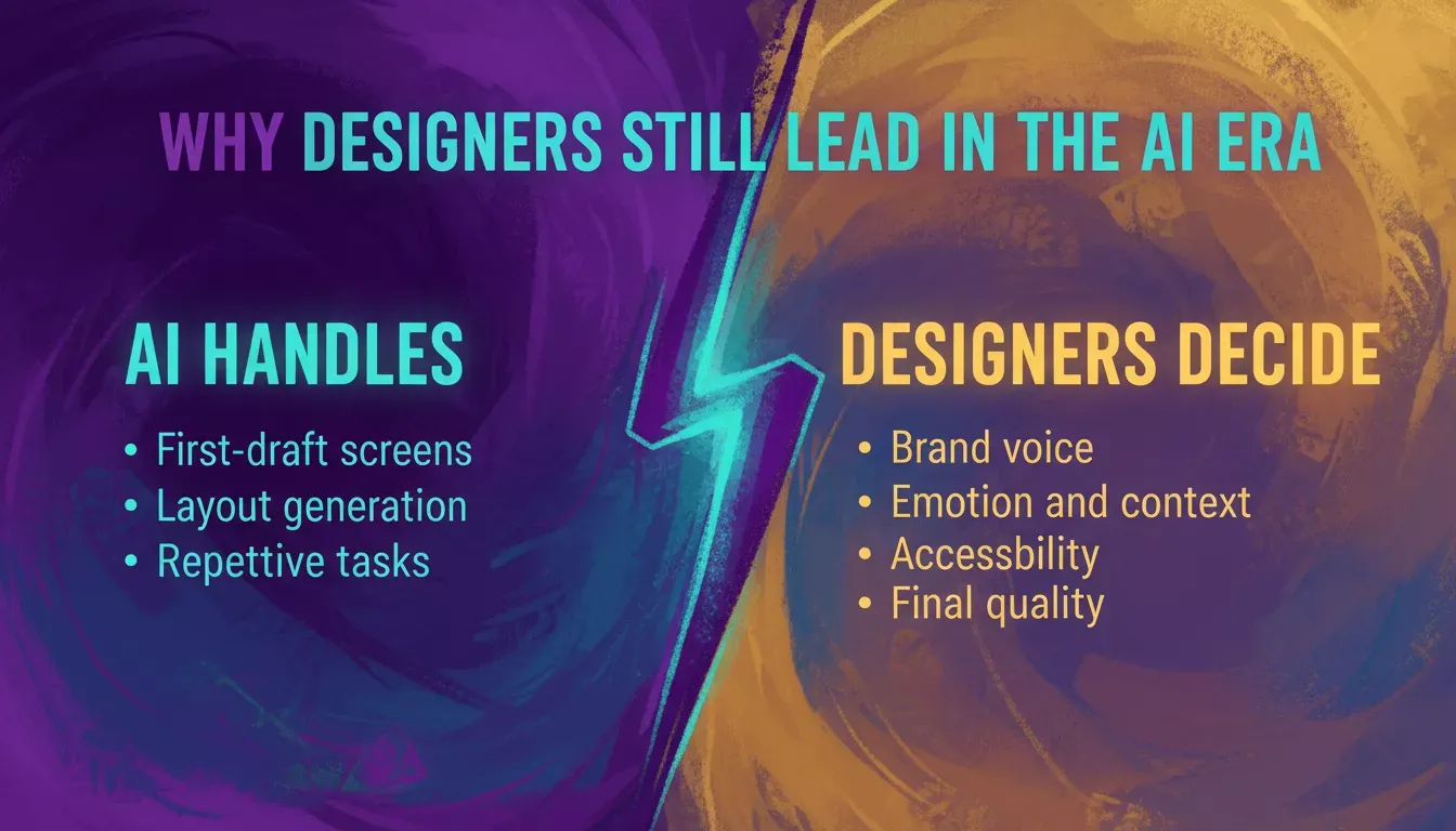 AI Handles vs Designers Decide split diagram
