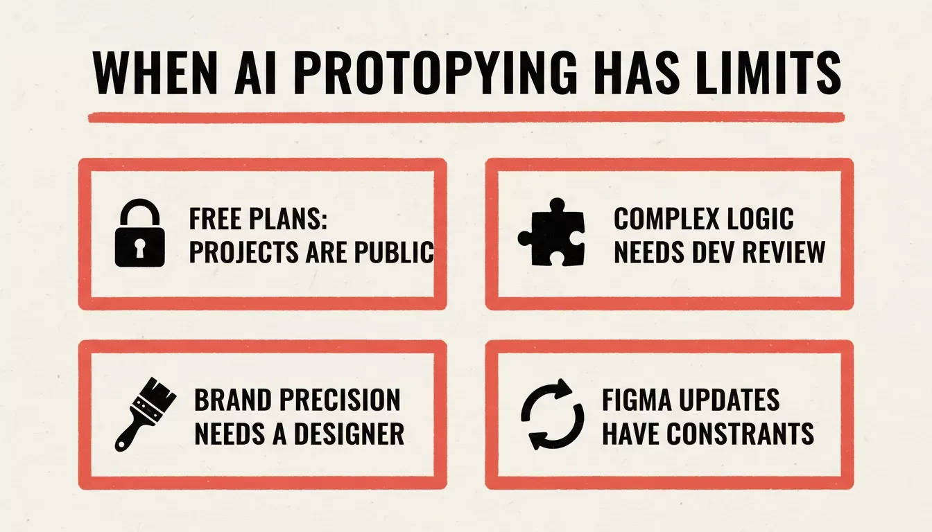 When AI Prototyping Has Limits four-panel warning card