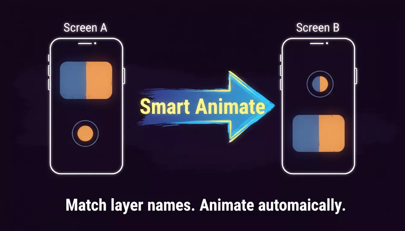 Smart Animate in Figma: matching layer names triggers automatic transitions between screens