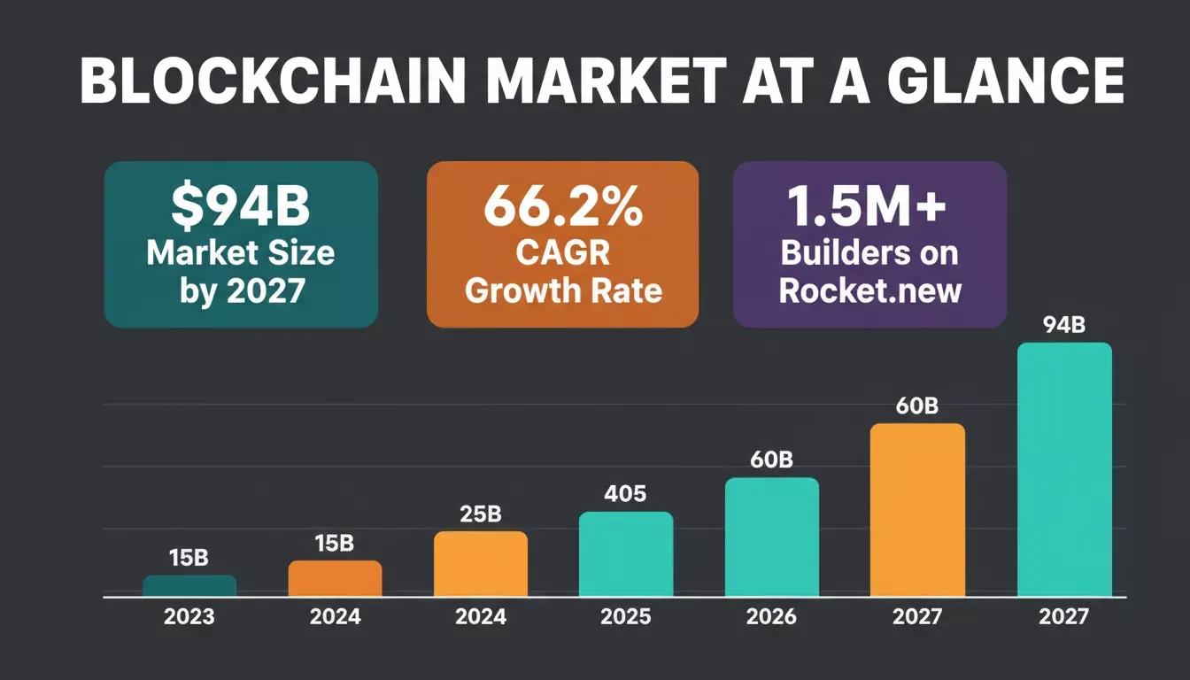 Blockchain Market at a Glance: $94B market size, 66.2% CAGR, 1.5M+ builders on Rocket.new