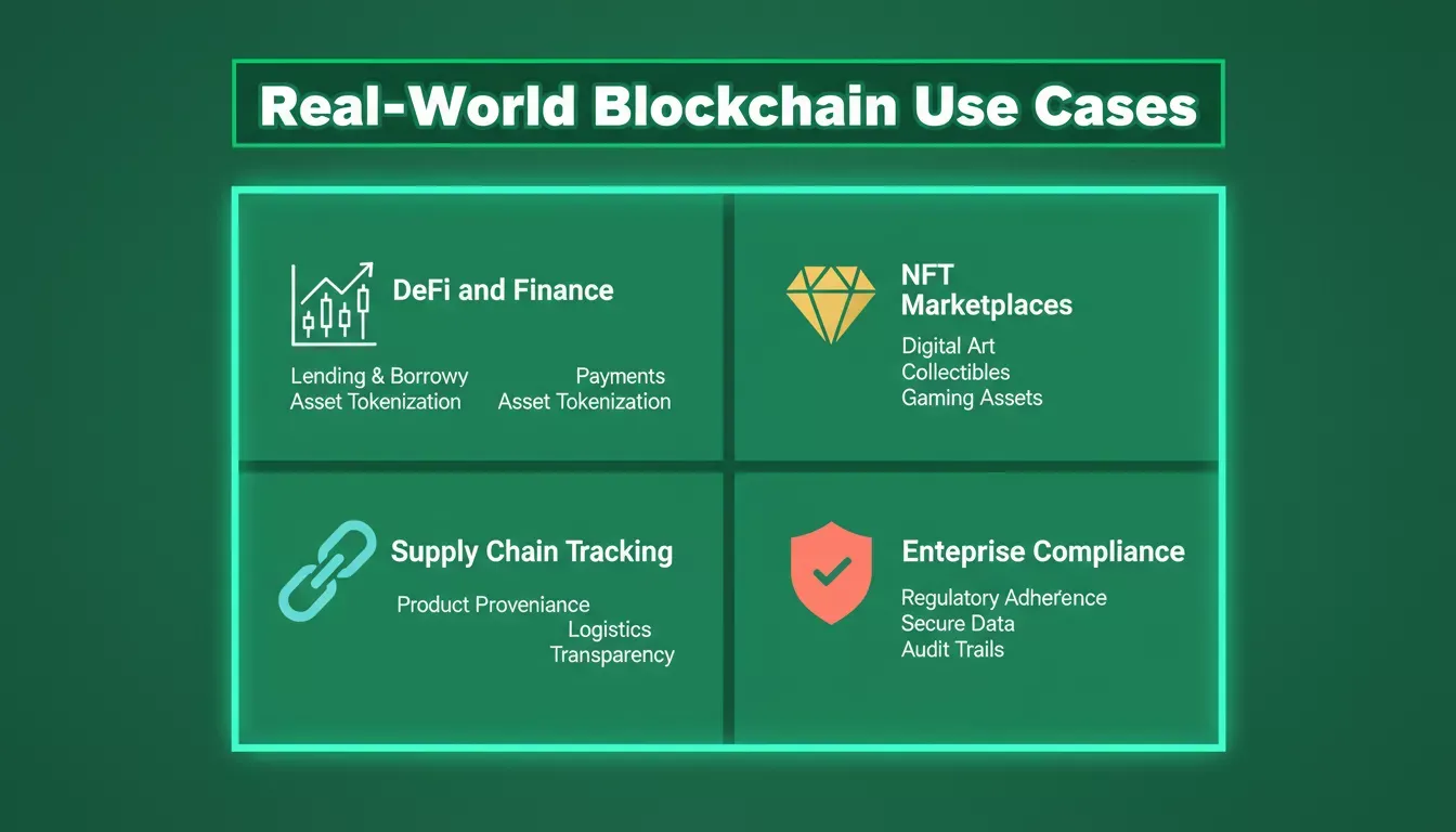 Real-World Blockchain Use Cases: DeFi, NFT Marketplaces, Supply Chain, Enterprise Compliance