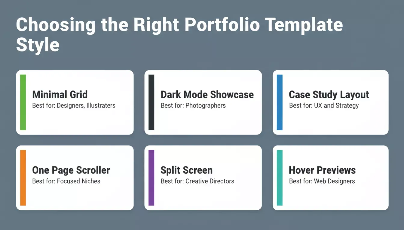 Choosing the Right Portfolio Template Style comparison card layout