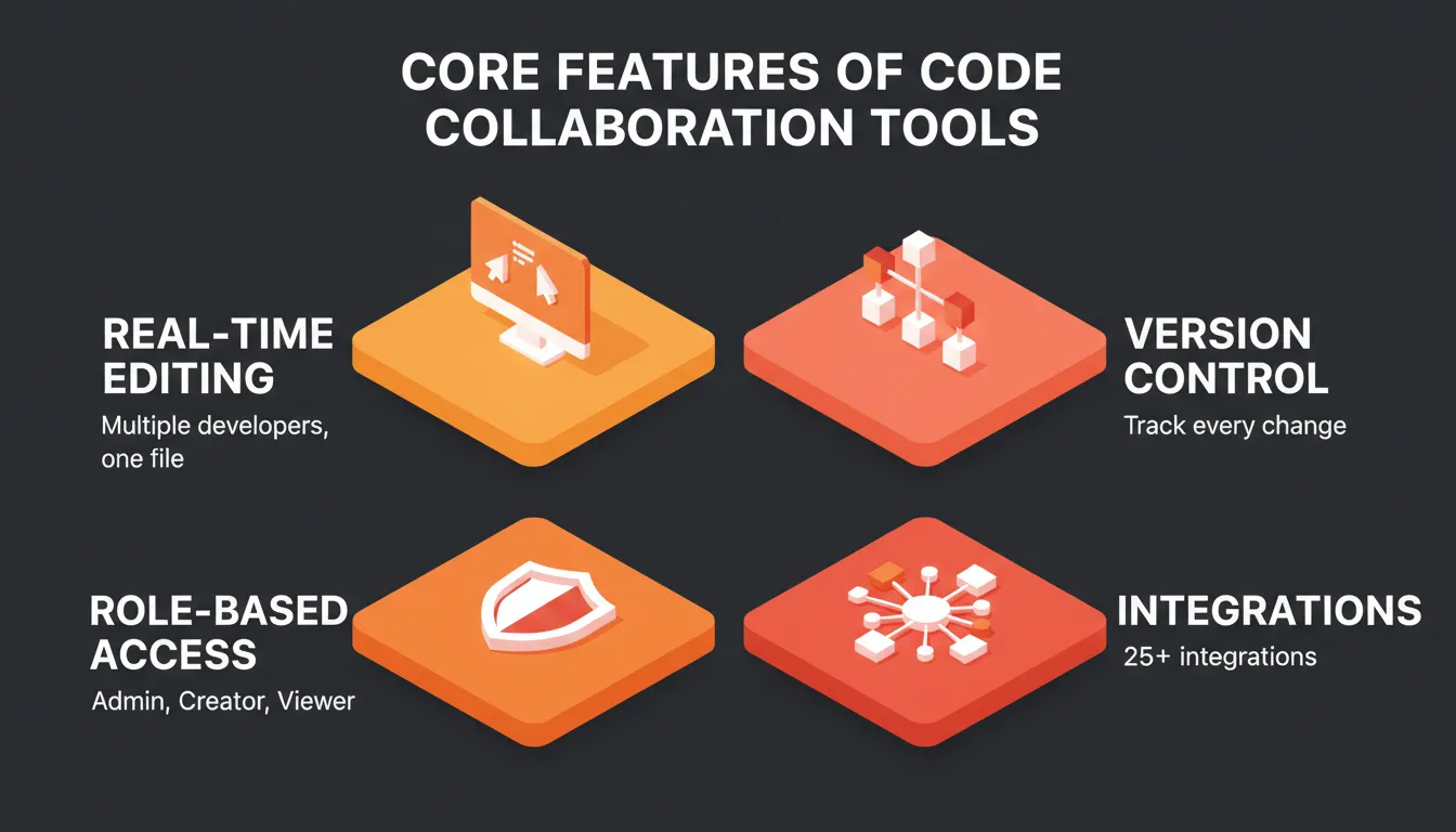Core Features of Code Collaboration Tools — real-time editing, version control, role-based access, and integrations