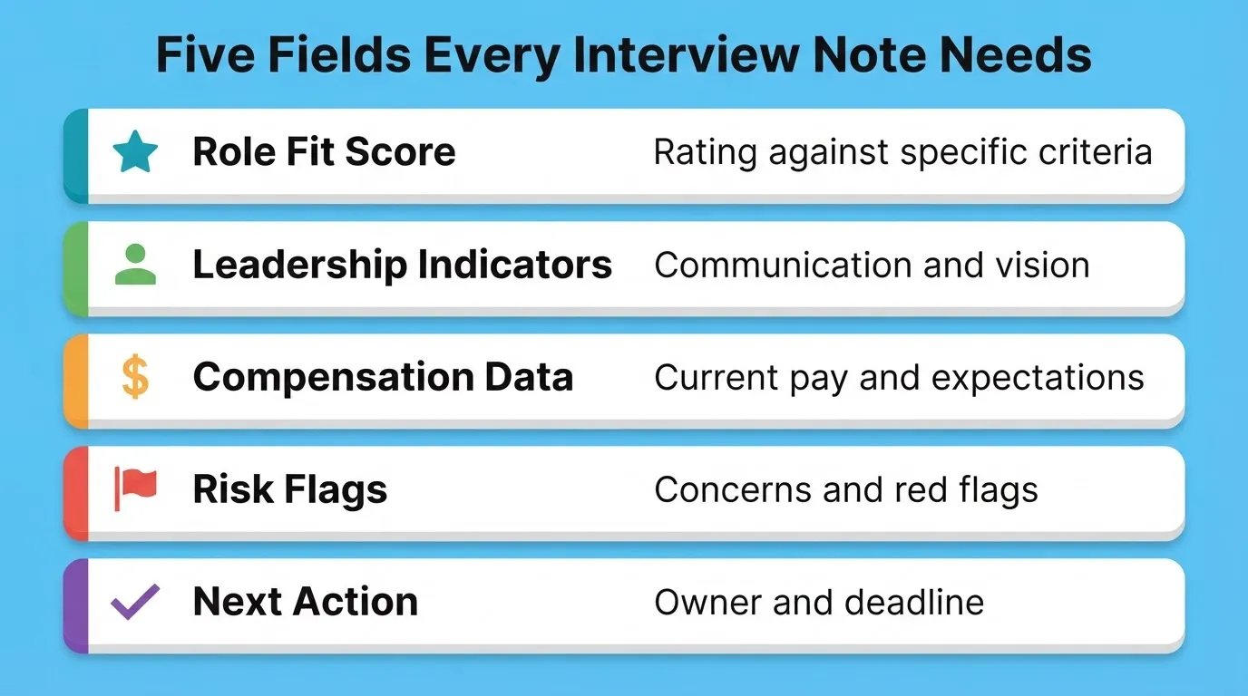 Five Fields Every Interview Note Needs
