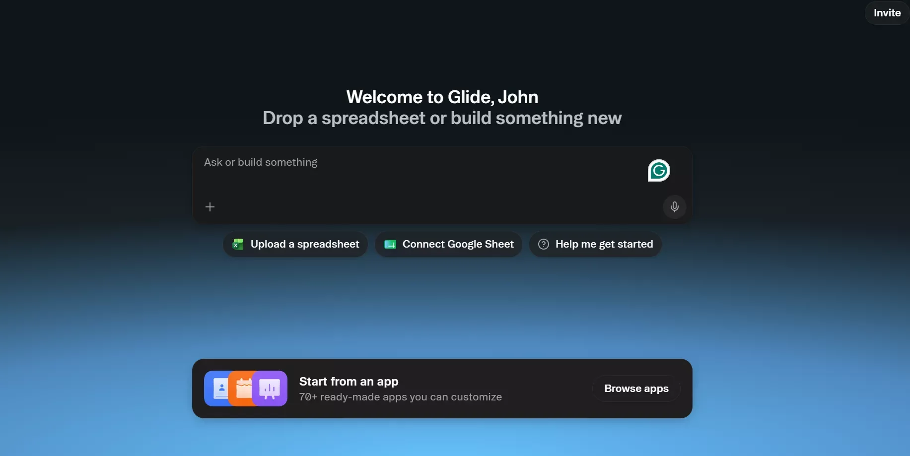 Glide: Best for teams using Spreadsheets