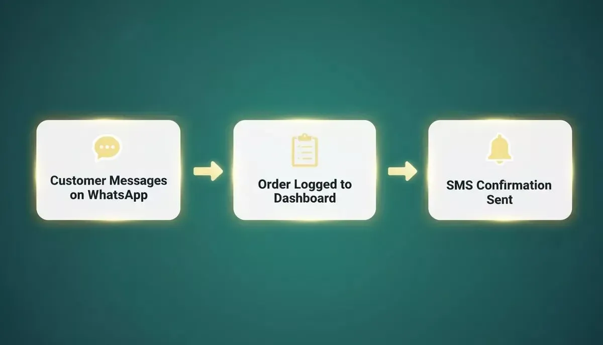 WhatsApp order management workflow for small businesses — three steps from message to delivery