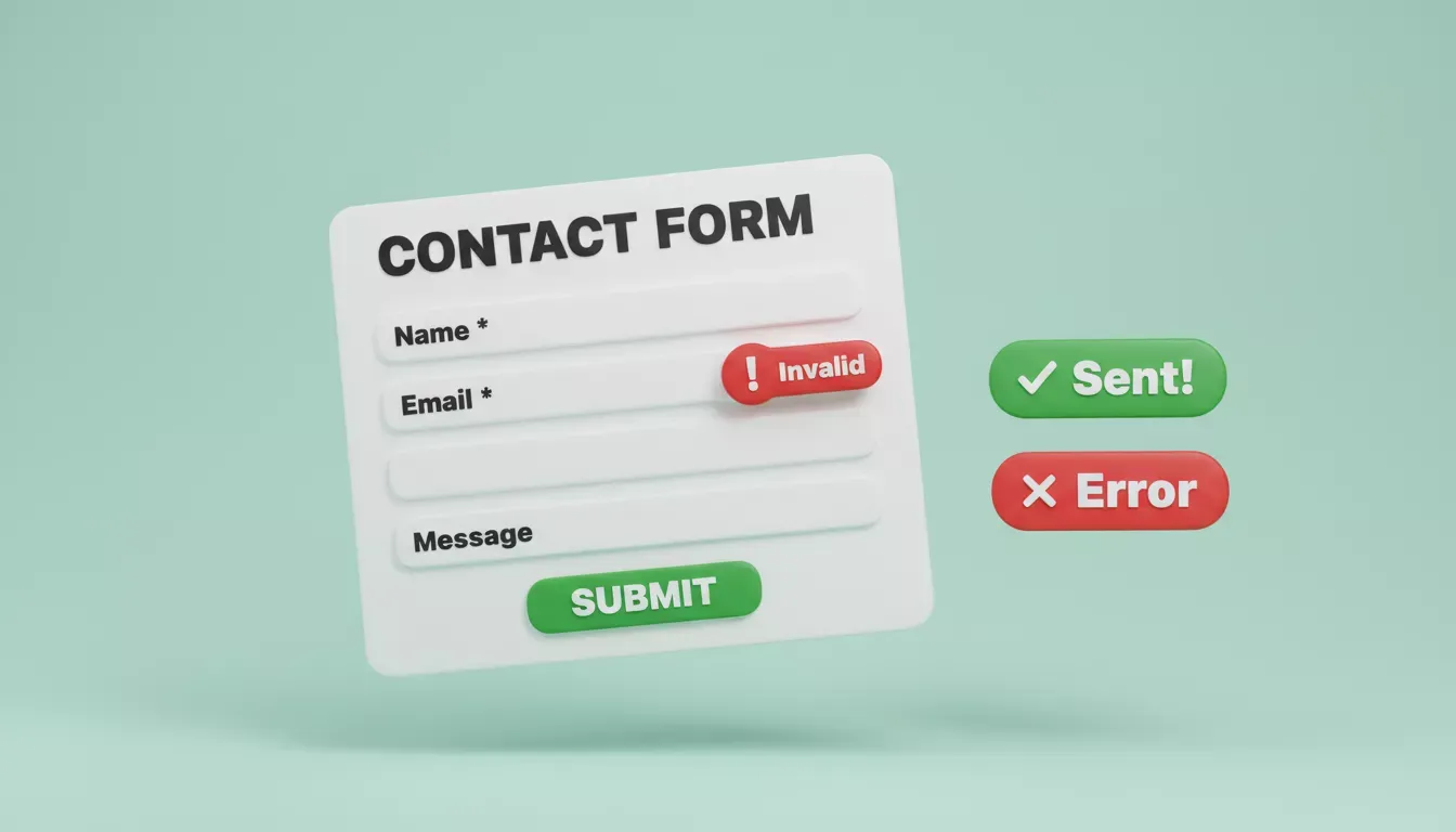 Contact Form with Validation States — required fields, inline errors, and success feedback