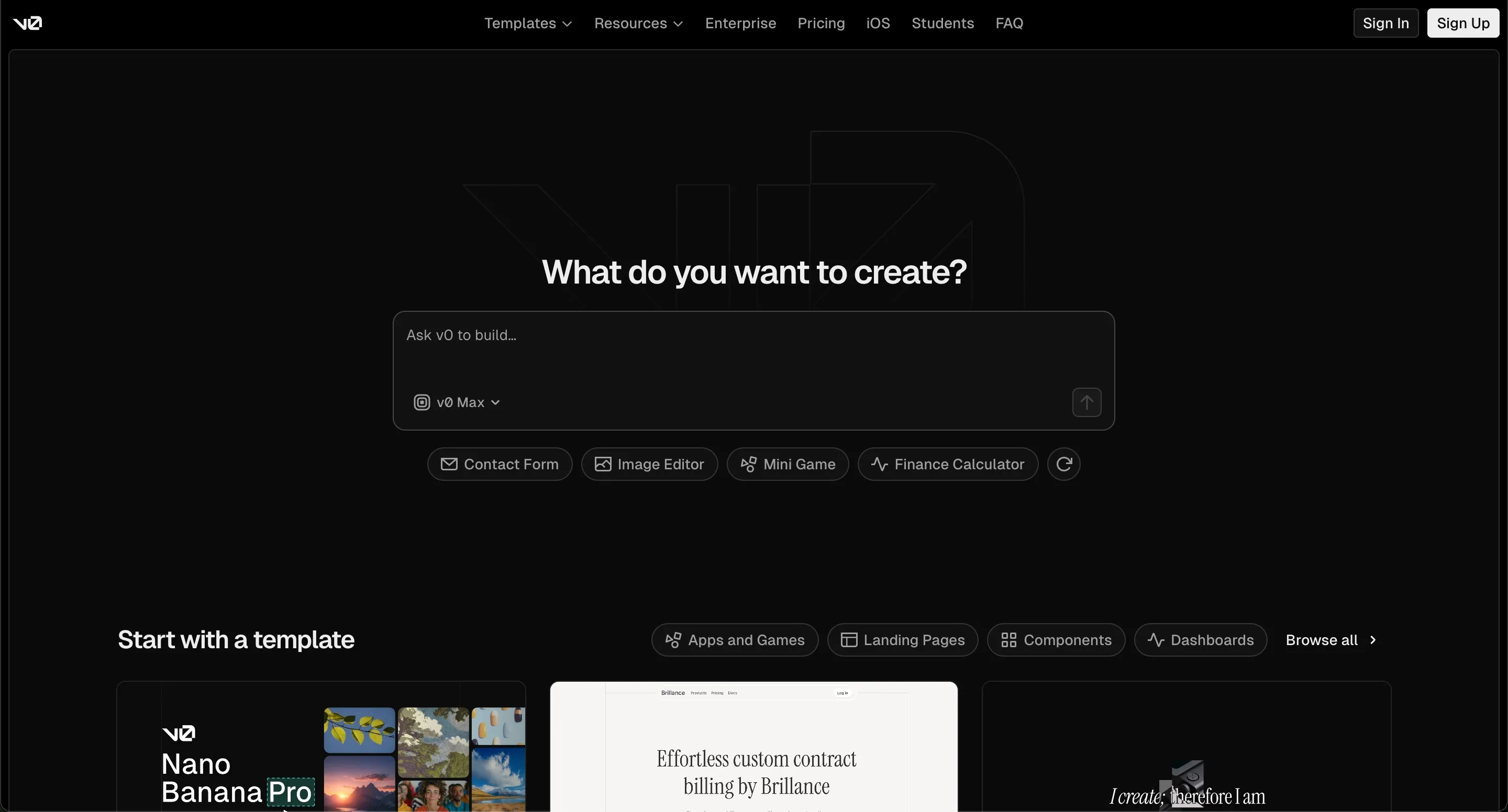 v0.app interface