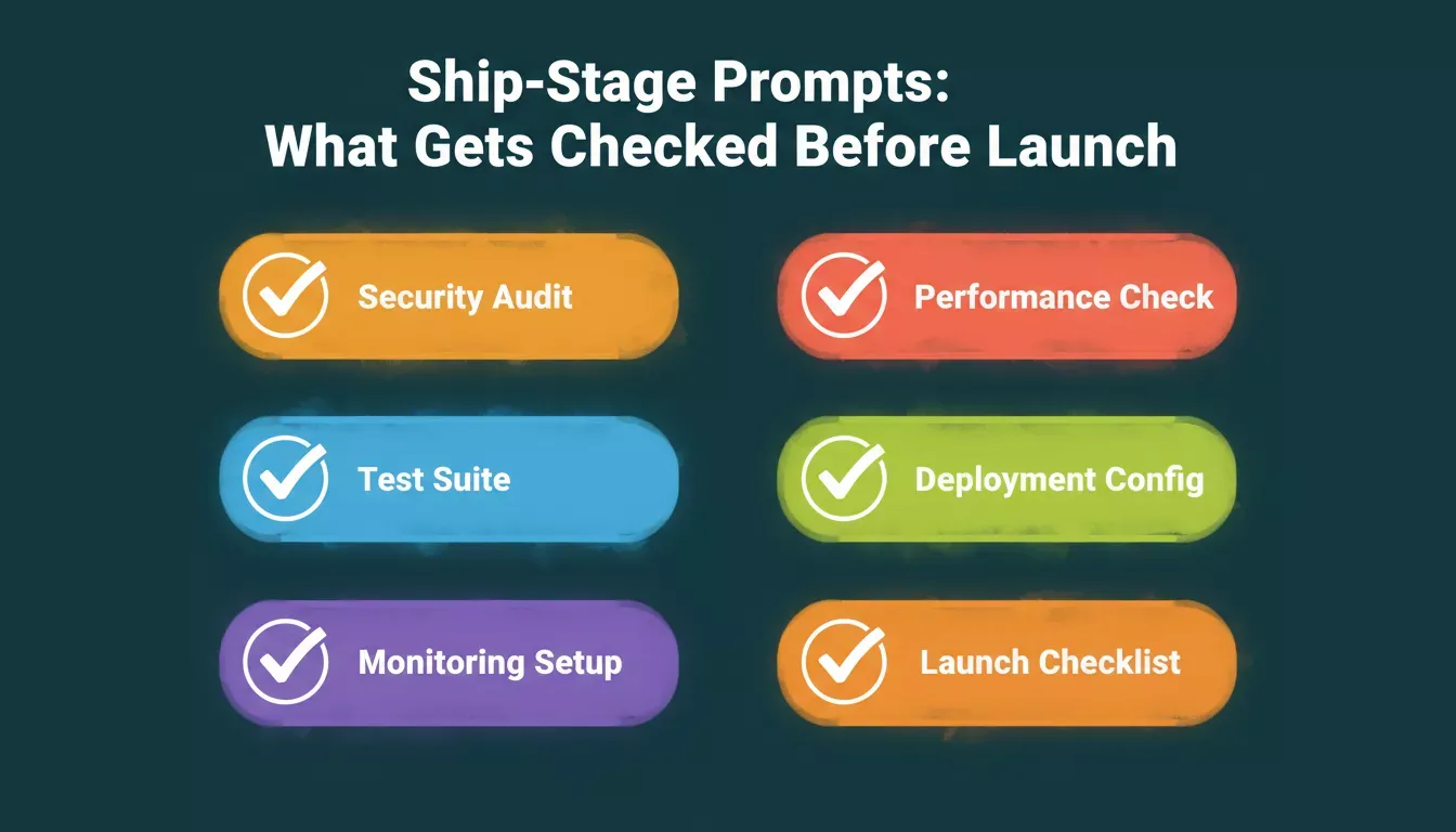 Ship-stage prompts: six checks before every launch