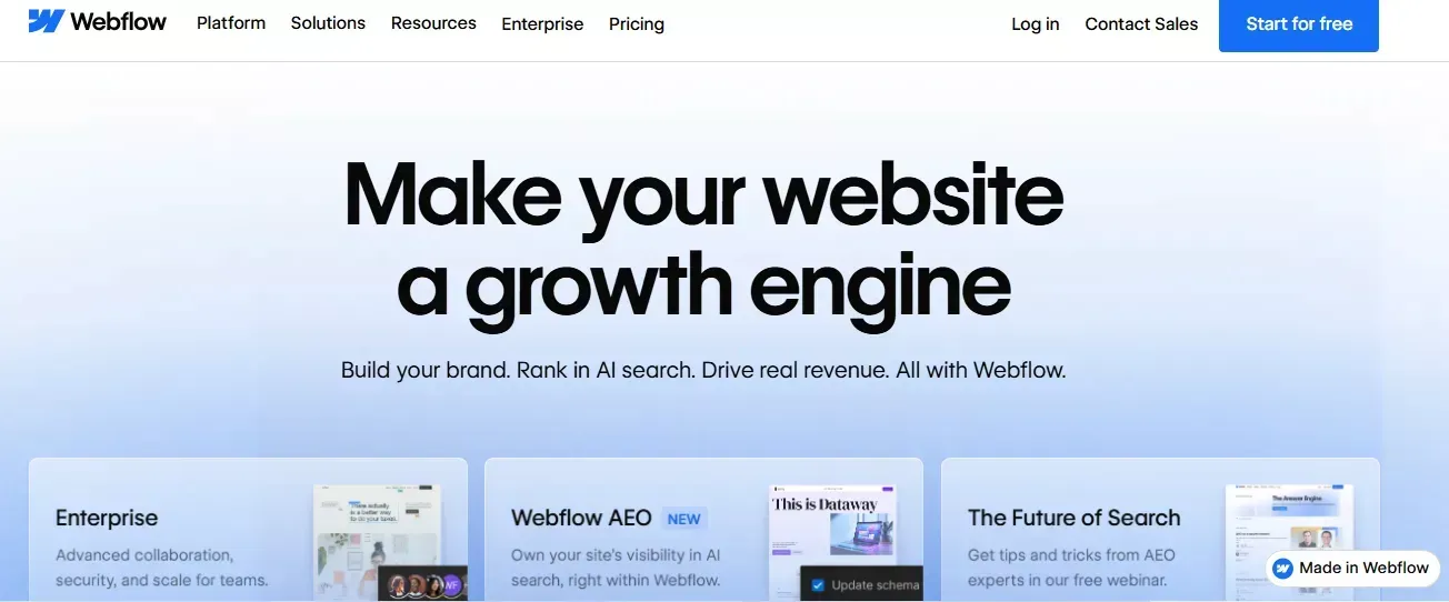 Webflow for clean visual app building
