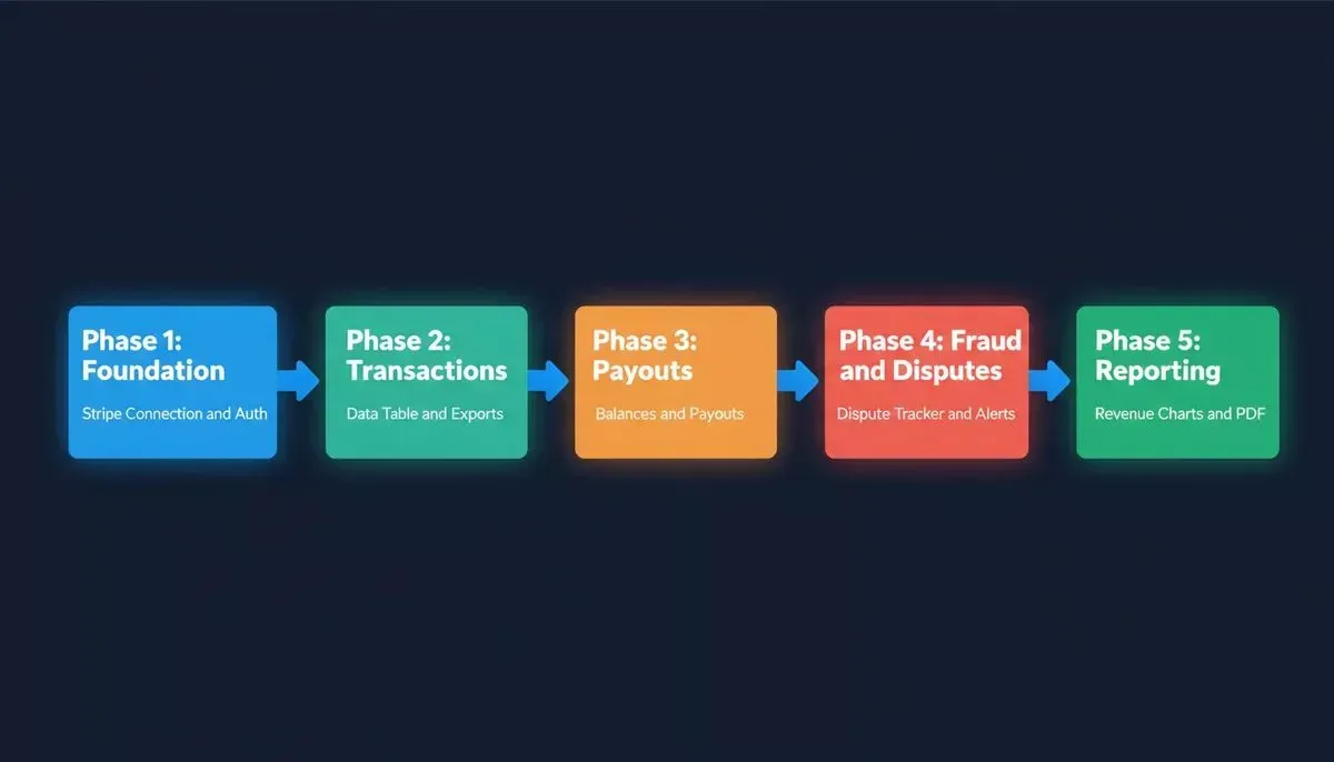 Five-phase payment gateway dashboard build roadmap