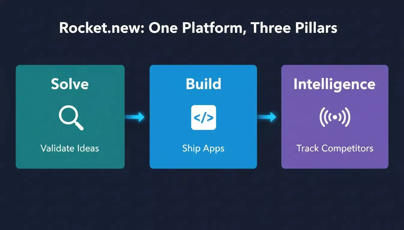 Rocket.new: One Platform, Three Pillars: Solve, Build, Intelligence