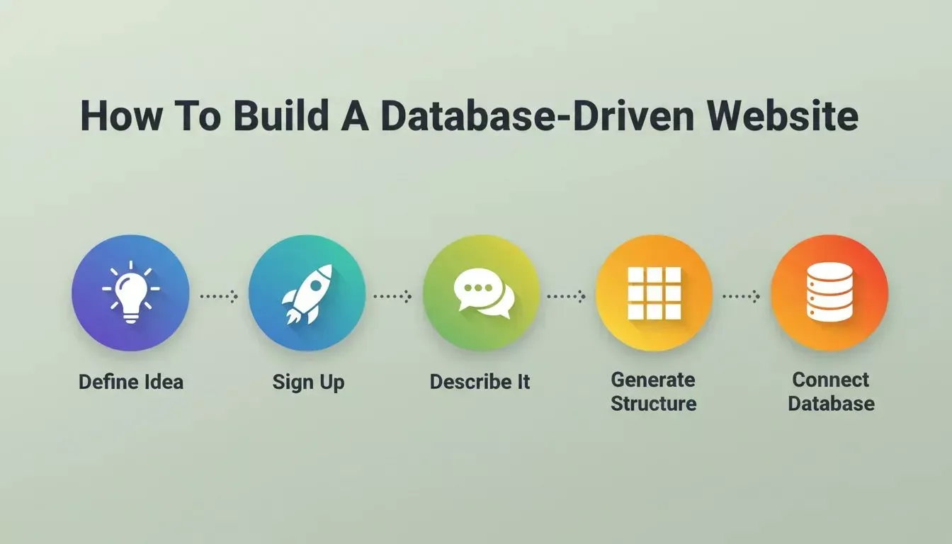 Four 3D feature cards on indigo background: Postgresql Database, User Authentication, File Storage, Real-Time Updates