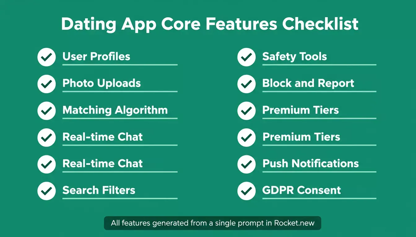 Dating App Core Features Checklist