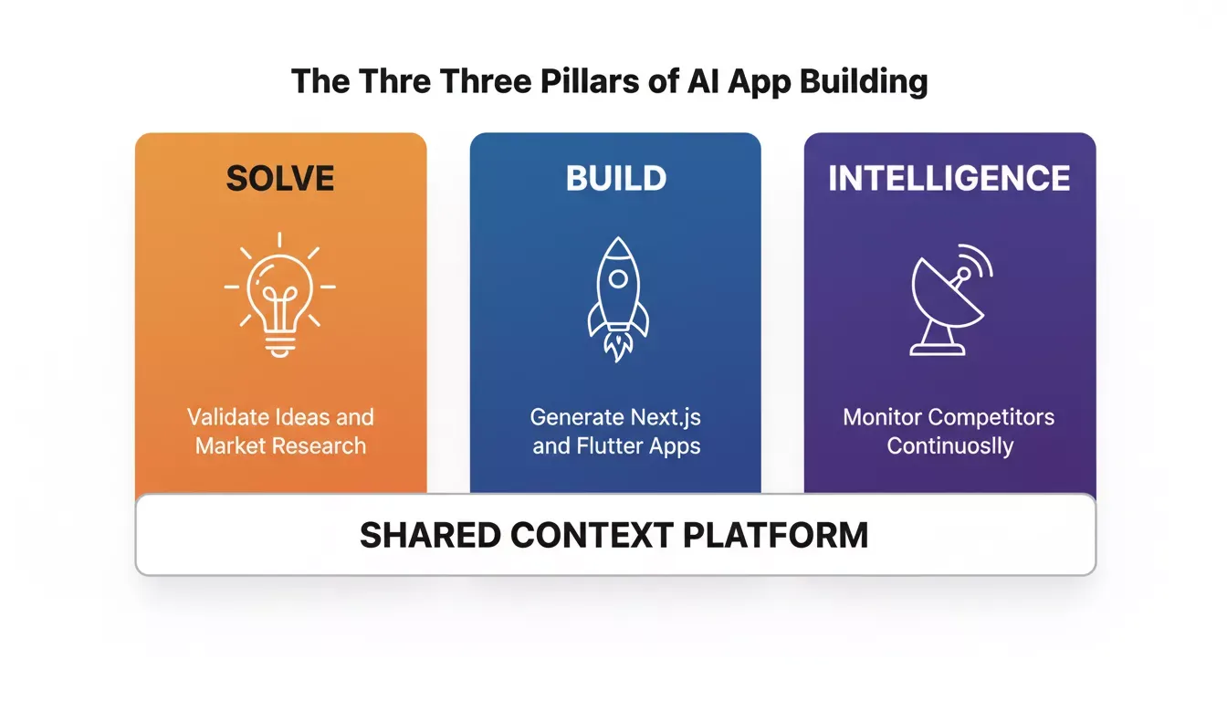 The Three Pillars of AI App Building: Solve, Build, Intelligence