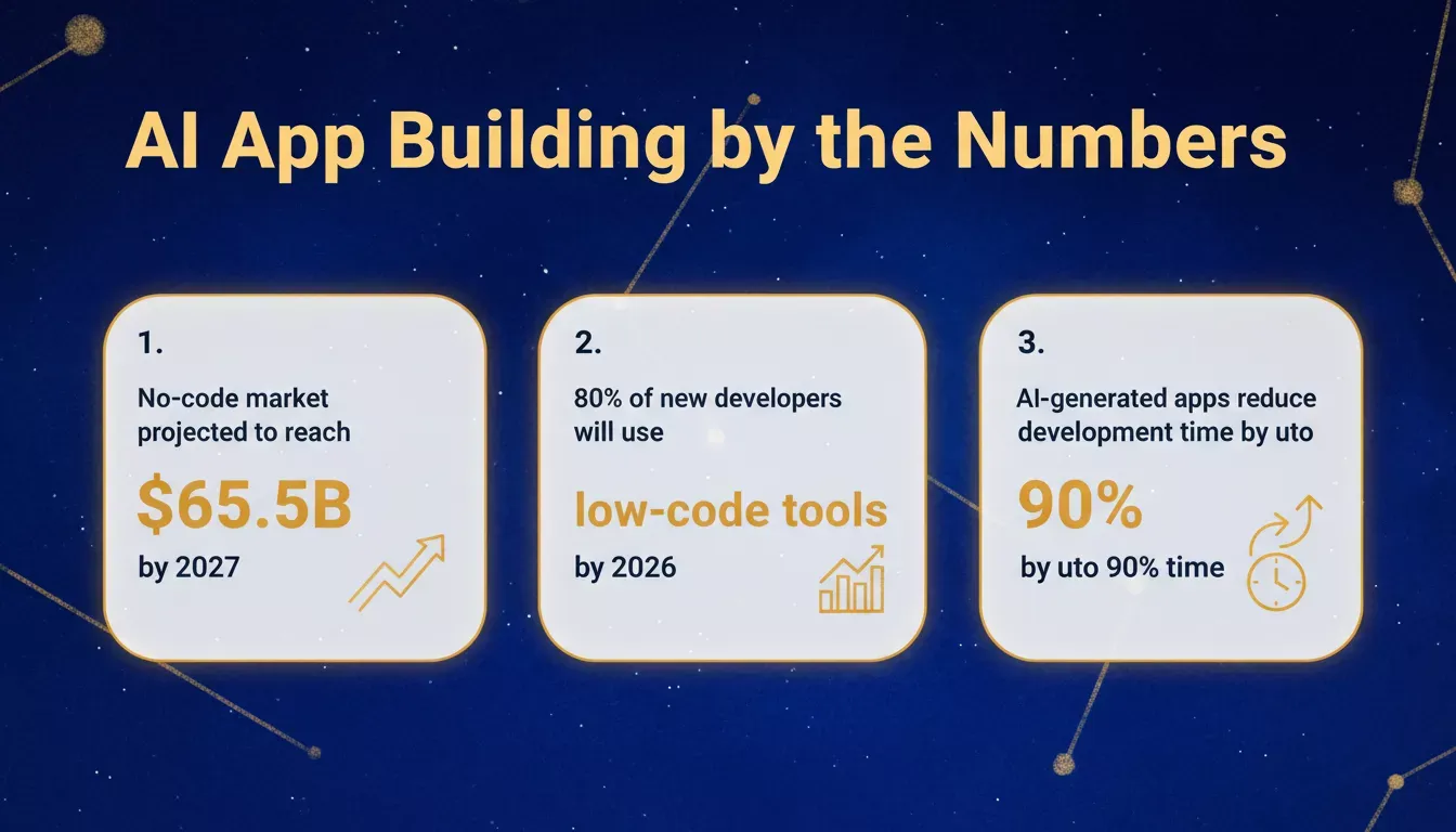 AI App Building by the Numbers: market growth statistics infographic