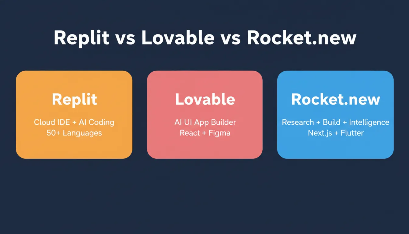Replit vs Lovable vs Rocket.new: Compare three platforms