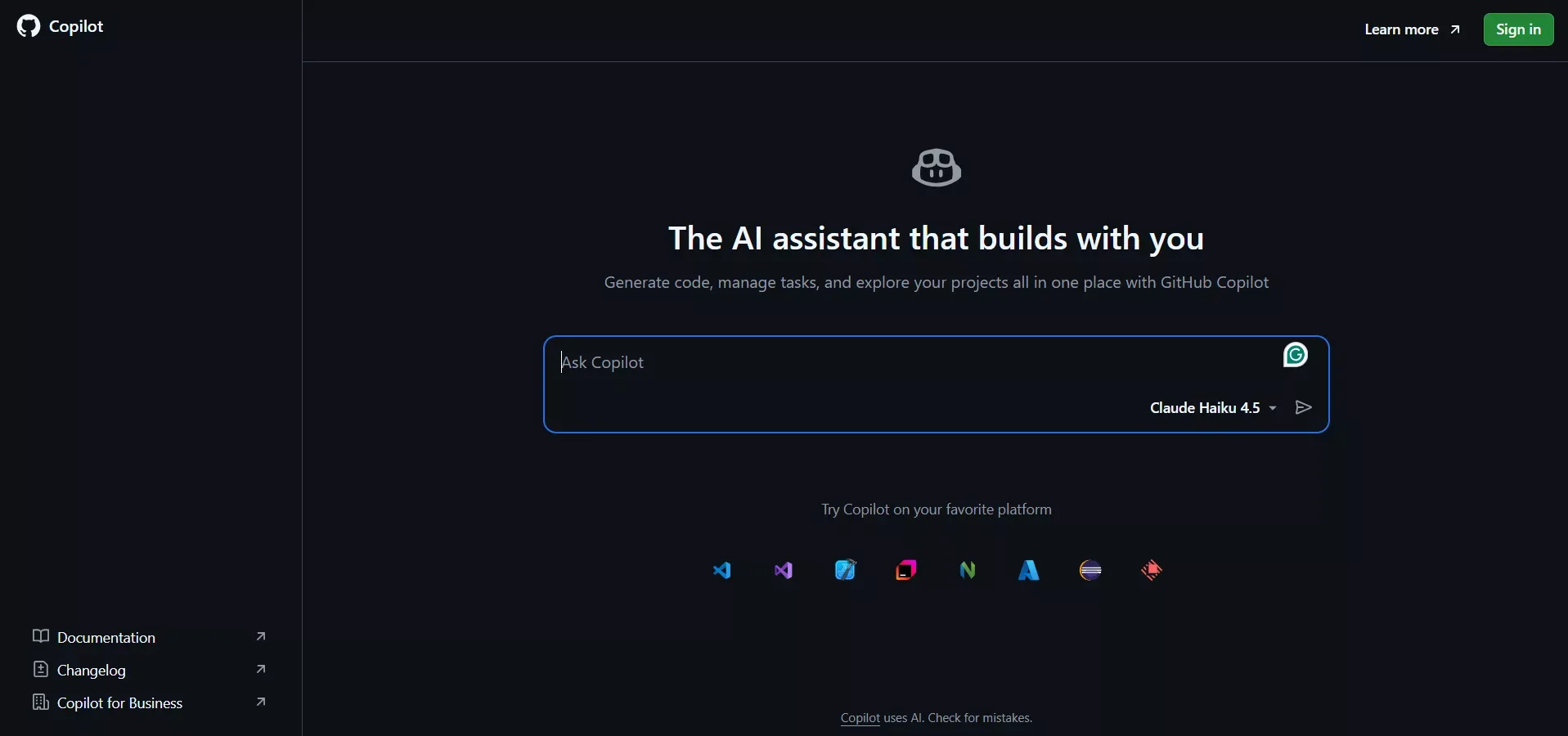 GitHub Copilot Interface