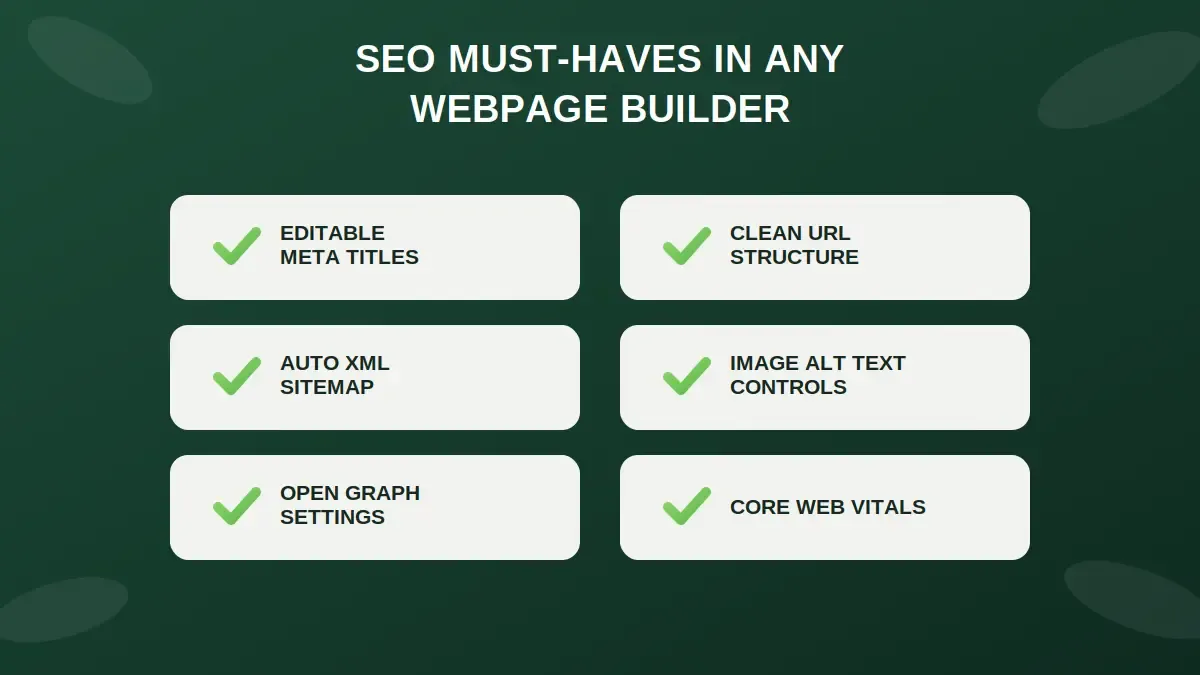 SEO Must-Haves In Any Webpage Builder checklist 