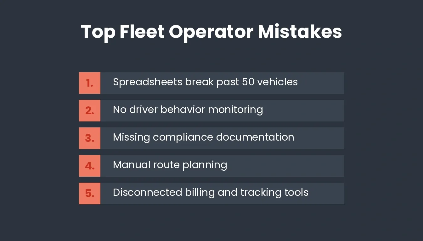 Infographic listing the top five fleet operator mistakes